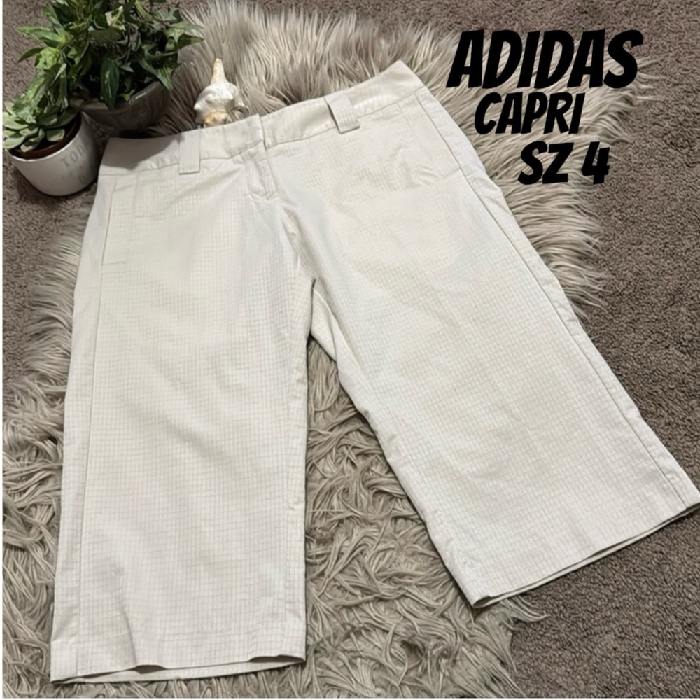 GREAT FOR GOLF-Adidas Climalite Capri Pants-Sz 4-Beige/Cream-Polyester-EUC